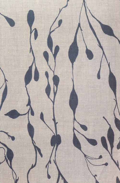 Seaweed in Cape Cod Grey on Natural Linen - Design No. Five
