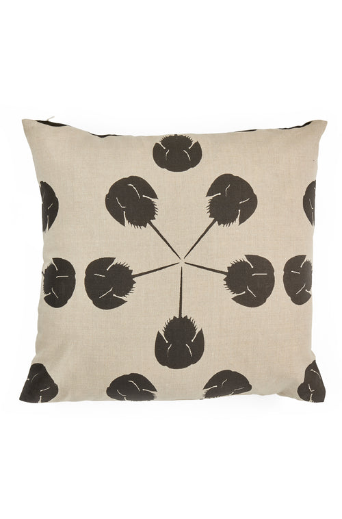 Horseshoe Crab XL Pillow Black on Natural Linen - Design No. Five