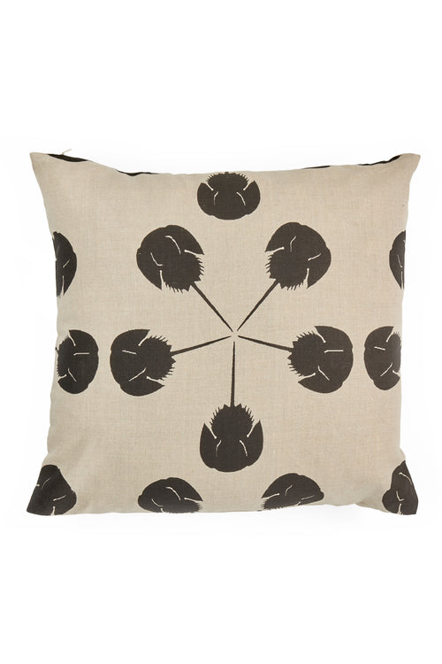 Horseshoe Crab XL Pillow Black on Natural Linen - Design No. Five