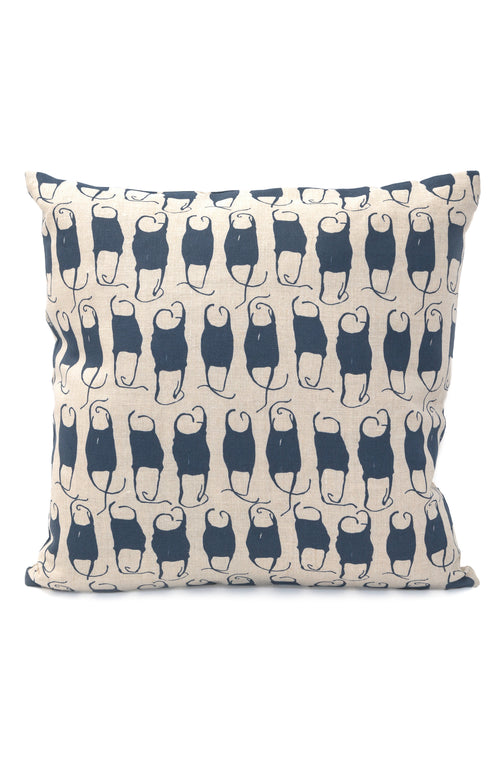 Mermaid's Purse Pillow Black Reverse on Natural Linen - Design No. Five