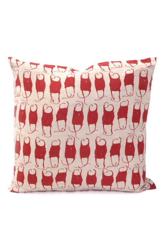 Mermaid's Purse Pillow in Nantucket Red on Natural Linen - Design No. Five