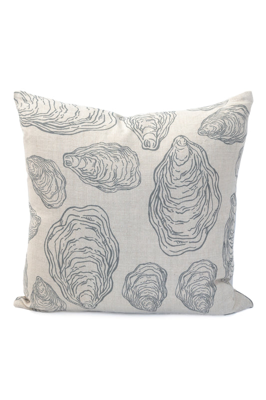 Oyster Shell Pillow in Cape Cod Grey on Natural Linen - Design No. Five
