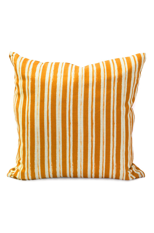 Painterly Stripe Pillow in Sunny on Oyster Linen - Design No. Five