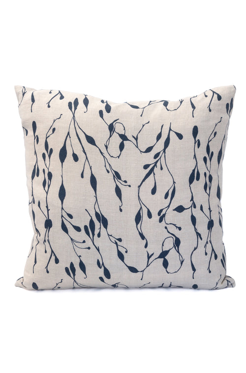 Seaweed Pillow in Mariner's Blue on Natural Linen - Design No. Five