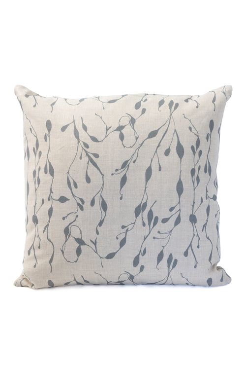 Seaweed Pillow in Cape Cod Grey on Natural Linen - Design No. Five