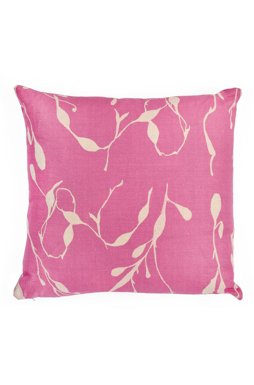 Seaweed XL Pillow in Raspberry on Natural Linen - Design No. Five
