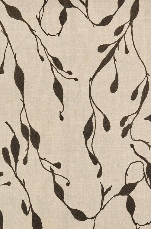 Seaweed XL Black on Natural Linen - Design No. Five