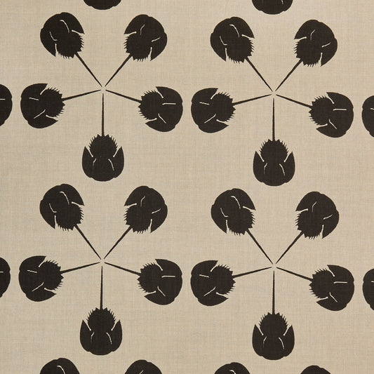 Horseshoe Crab Large in Black on Natural Linen - Design No. Five