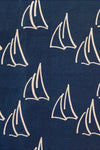 Under Sail in Mariner's Blue Reverse on Natural Linen - Design No. Five