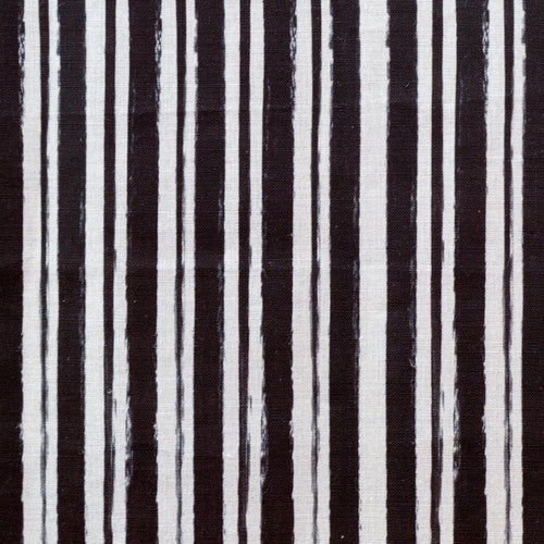 Painterly Stripe in Black on Natural Linen - Design No. Five