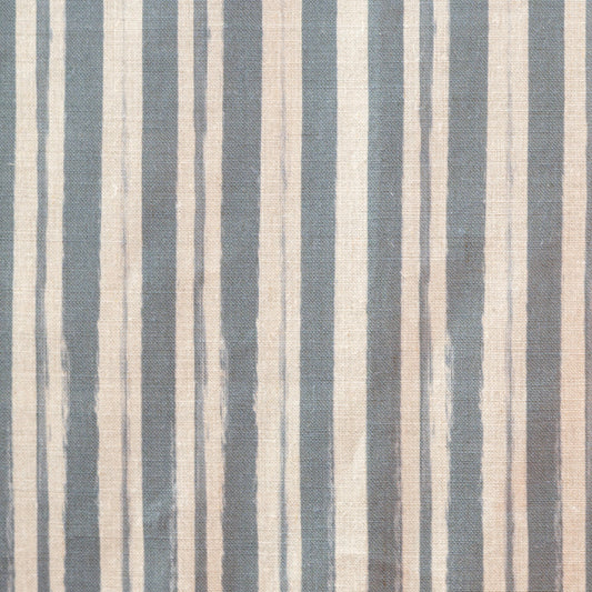 Painterly Stripe in Cape Cod Grey on Natural Linen - Design No. Five
