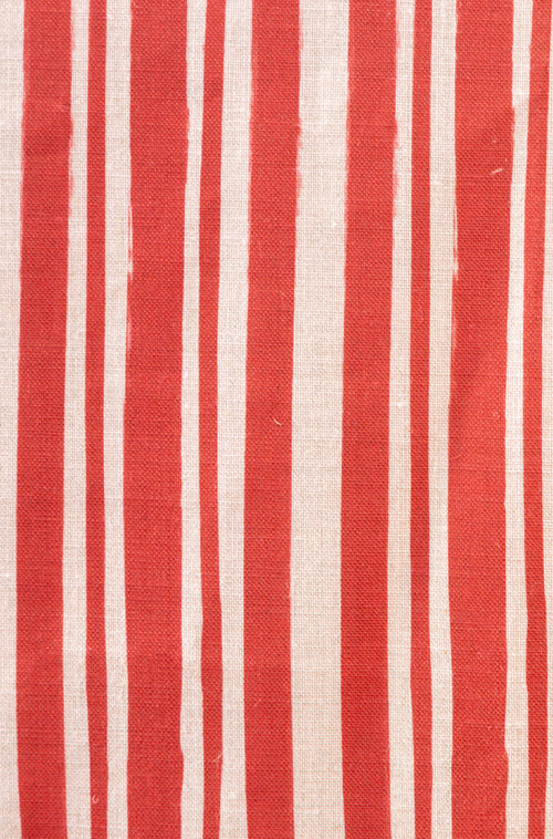 Painterly Stripe in Nantucket Red on Natural Linen - Design No. Five