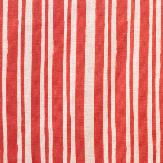 Painterly Stripe in Nantucket Red on Natural Linen - Design No. Five