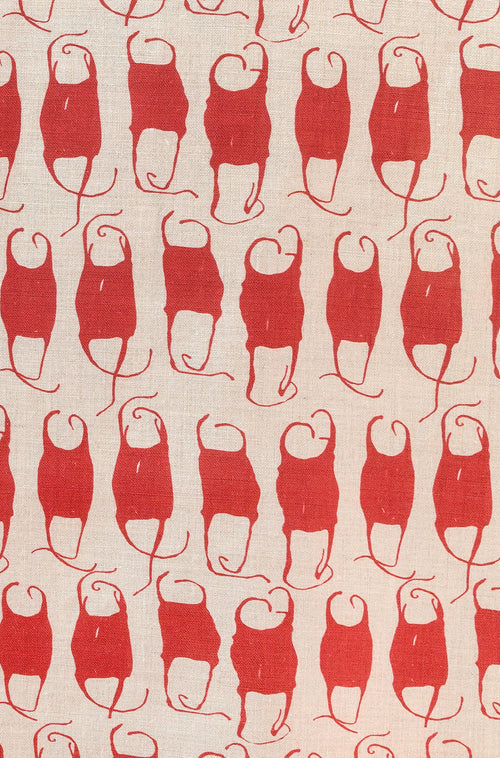 Mermaid's Purse in Nantucket Red on Natural Linen - Design No. Five