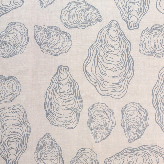 Oyster Shell in Cape Cod Grey on Natural Linen - Design No. Five