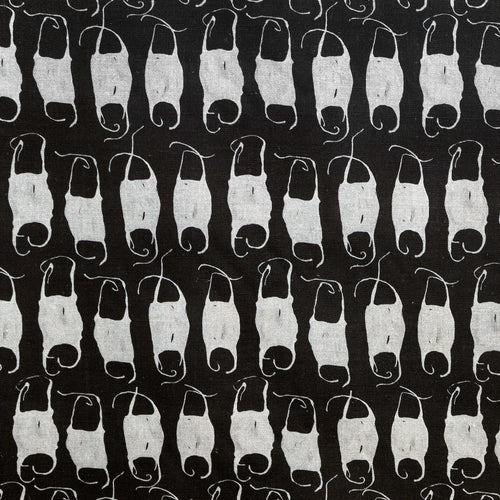 Mermaid's Purse Black Reverse on Natural Linen - Design No. Five